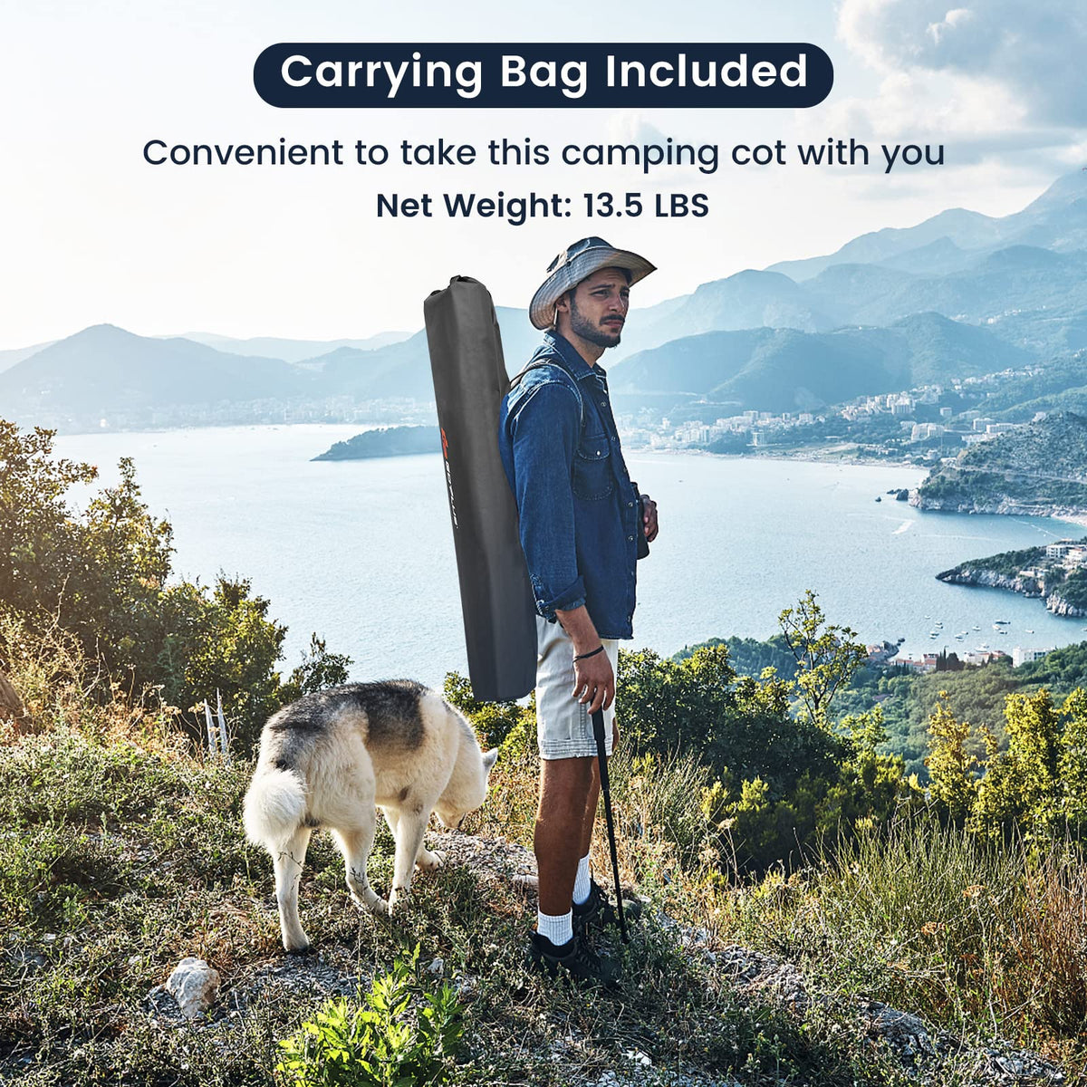 Folding Camping Cot with Carrying Bag I386736
