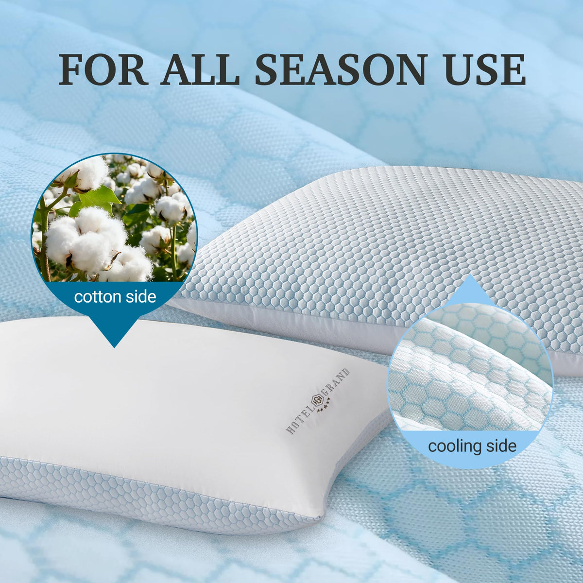 Cooling Soft Low-Profile Pillow King Size Set of 2 D46777