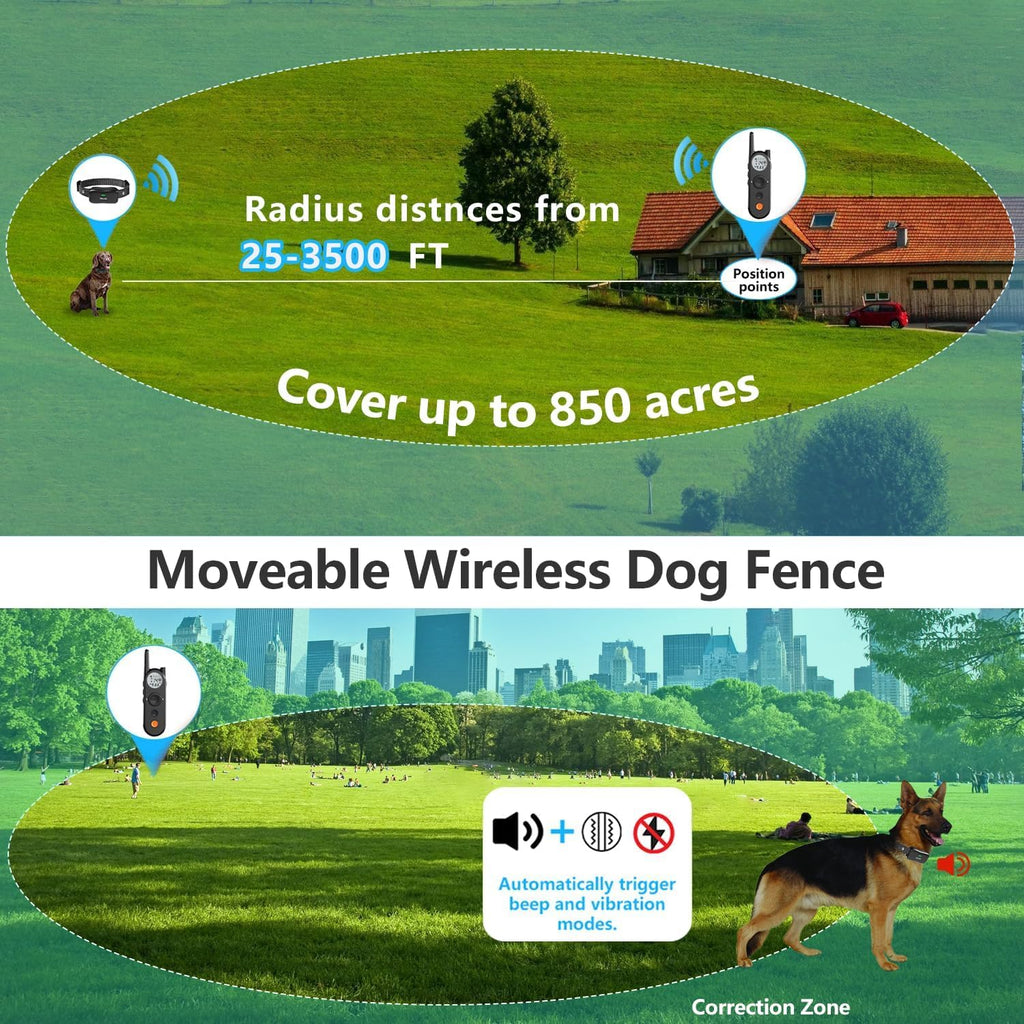 Wireless Dog Fence & Training Collar for 2 Dogs S17166