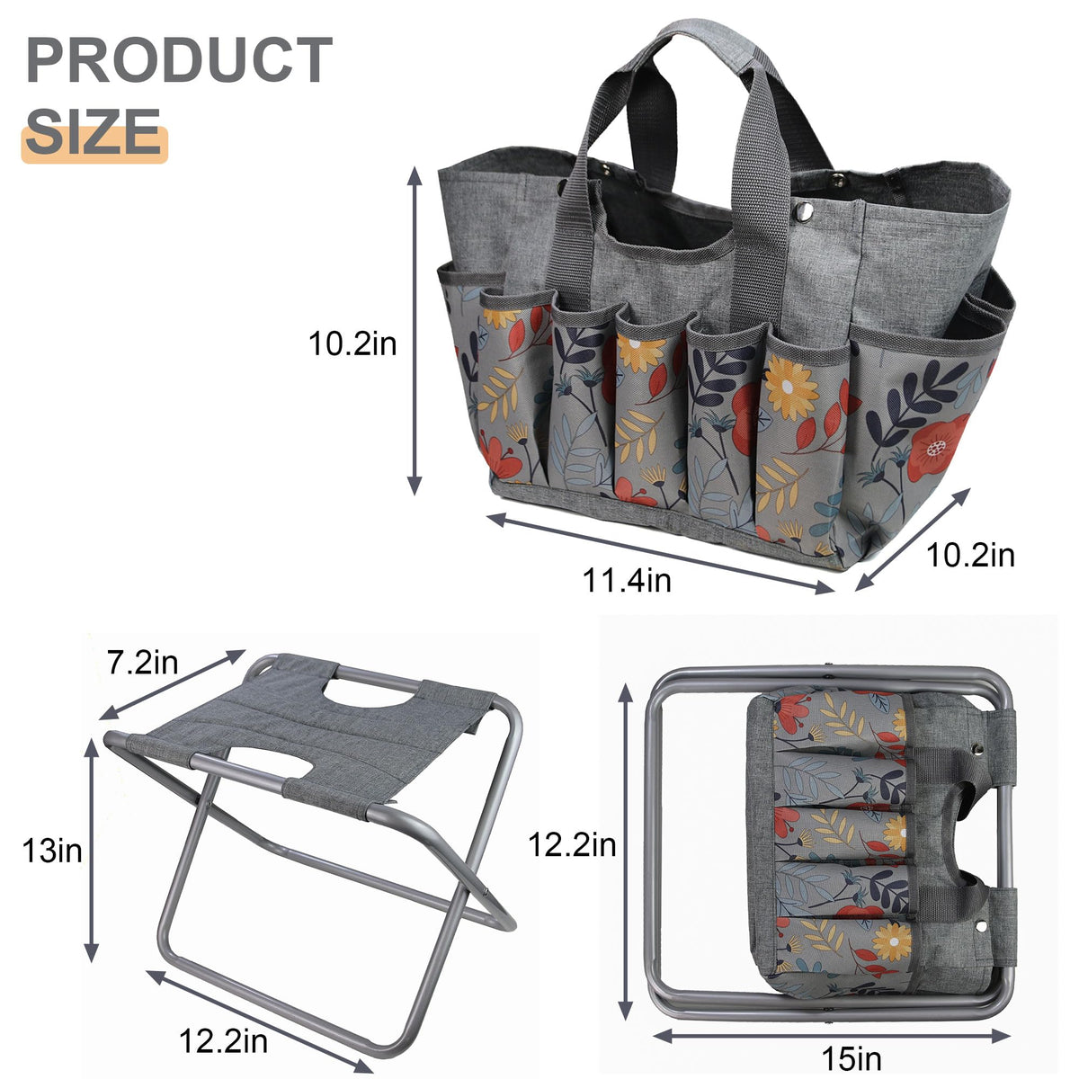 Folding Gardening Stool with Storage Tote Bag Q543664