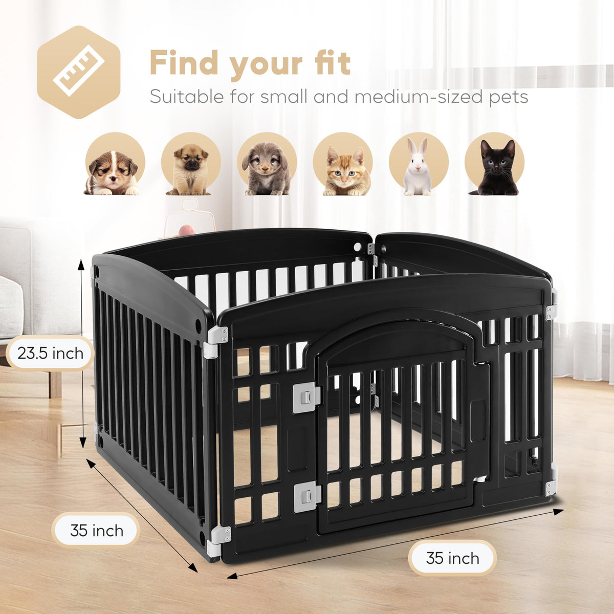 24" 4-Panel Black Dog Playpen X592