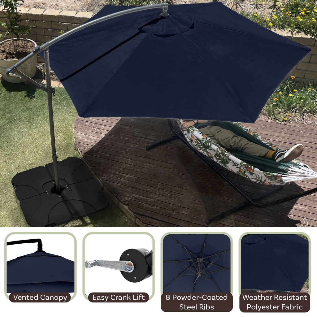 10 Ft Offset Cantilever Patio Umbrella with Cross Base F5258