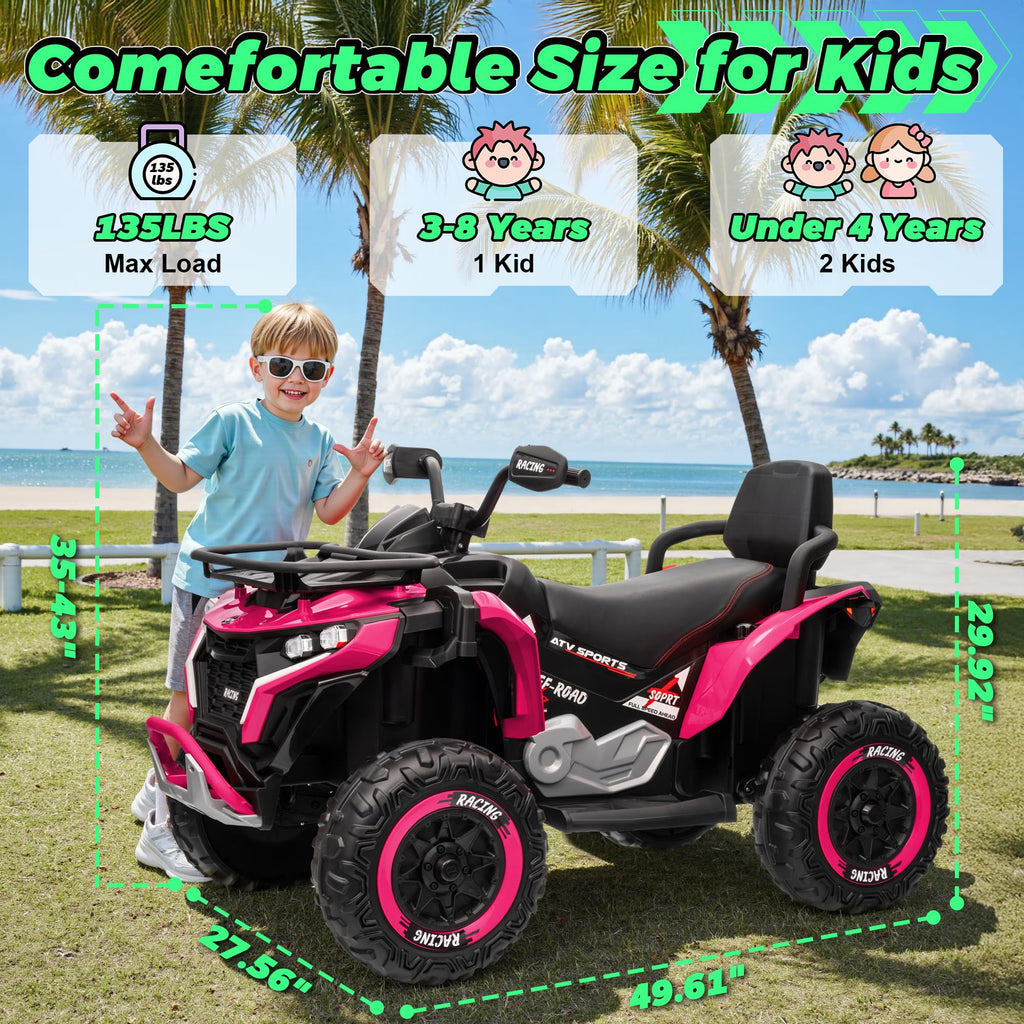 24V Kids ATV Four Wheeler with EVA Tires, 2 Seater, 800W Motors, Remote Control, Pink V47291