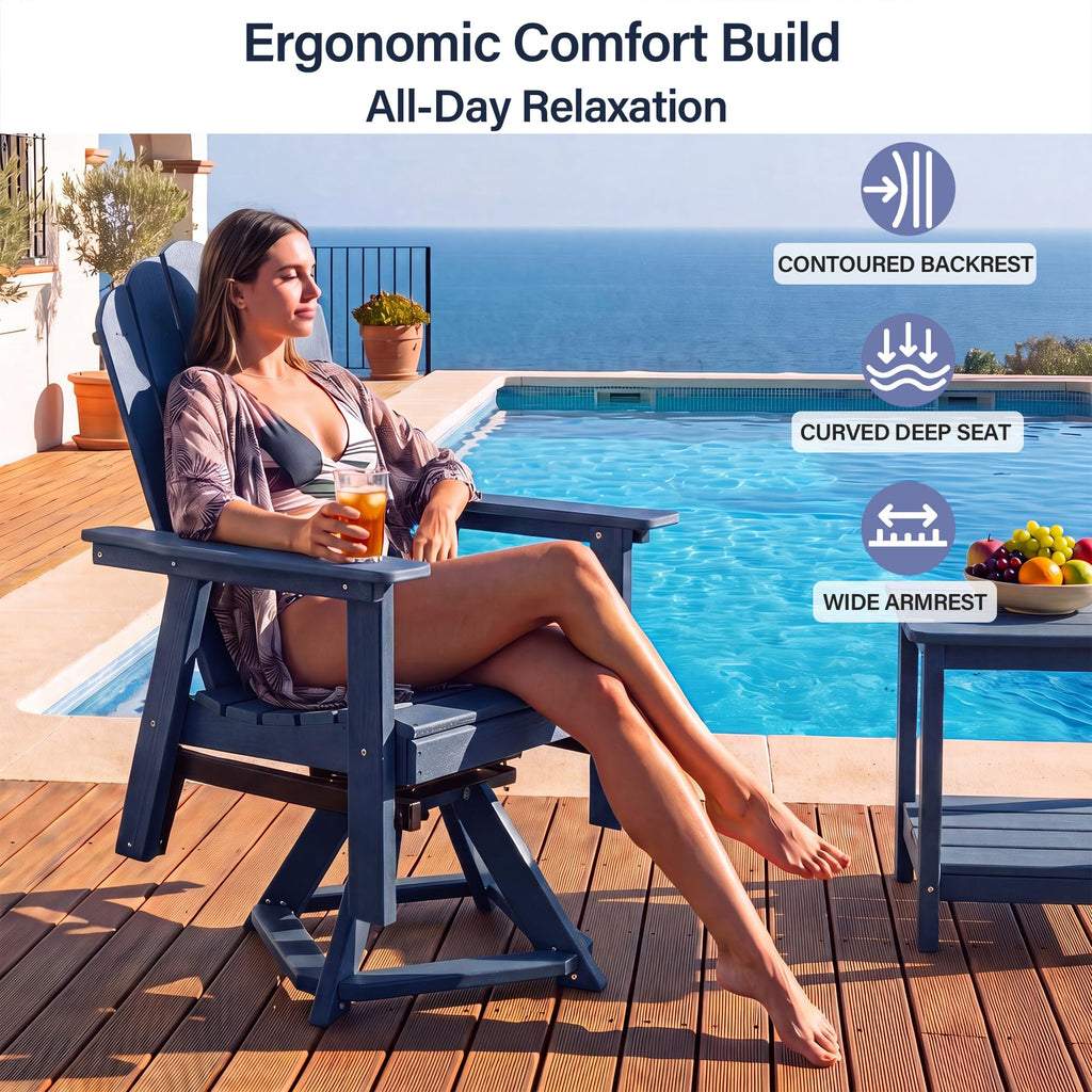 HDPE Swivel Adirondack Chair Set of 2 Navy Blue F529
