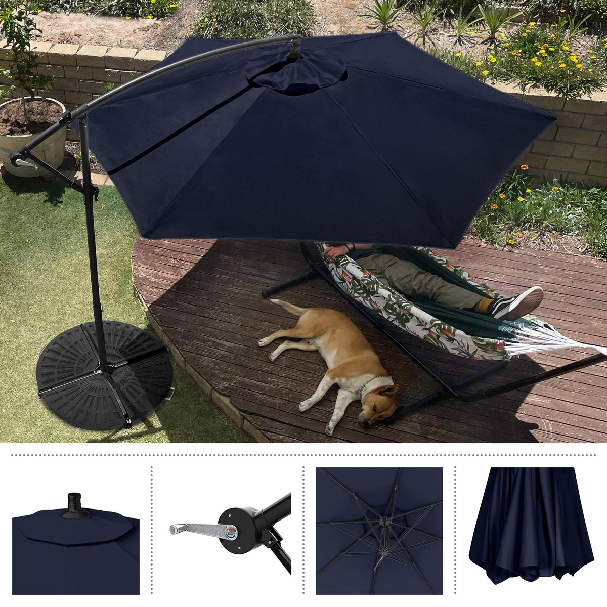 10 Ft Offset Cantilever Patio Umbrella with Cross Base F5258