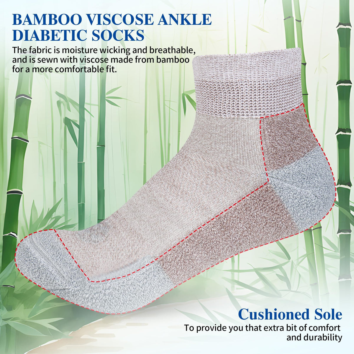 Diabetic Socks for Men, 10 Pairs Ankle & Low Cut Size 9-15 A406