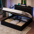 Full Size Lift Up Storage Bed Frame with LED Lights, Black V480069