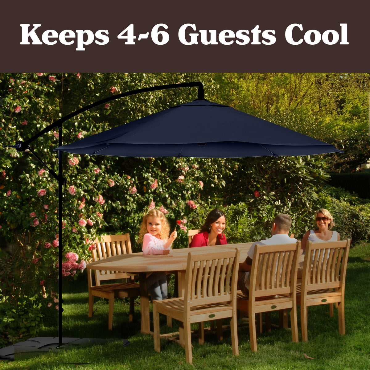 10 Ft Offset Cantilever Patio Umbrella with Cross Base F5258