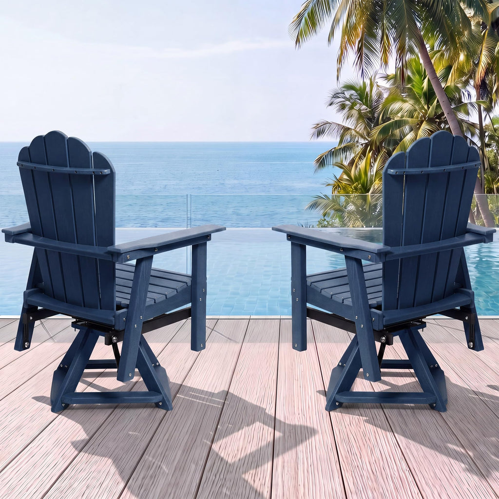 HDPE Swivel Adirondack Chair Set of 2 Navy Blue F529