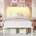White Twin Metal Bed Frame with USB Charging Station Y39505