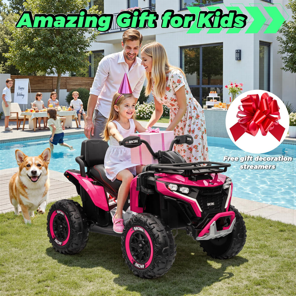 24V Kids ATV Four Wheeler with EVA Tires, 2 Seater, 800W Motors, Remote Control, Pink V47291